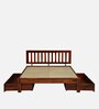 Buren Sheesham Wood Queen Size Bed In Honey Oak  Finish With Drawer Storage