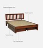 Buren Sheesham Wood Queen Size Bed In Honey Oak  Finish With Drawer Storage