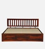 Buren Sheesham Wood Queen Size Bed In Honey Oak Finish With Hydraulic Storage
