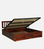 Buren Sheesham Wood Queen Size Bed In Honey Oak Finish With Hydraulic Storage