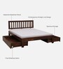 Buren Sheesham Wood Queen Size Bed In Provincial Teak Finish With Drawer Storage