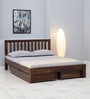 Buren Sheesham Wood Queen Size Bed In Provincial Teak Finish With Drawer Storage