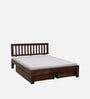 Buren Sheesham Wood Queen Size Bed In Provincial Teak Finish With Drawer Storage