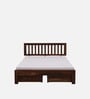 Buren Sheesham Wood Queen Size Bed In Provincial Teak Finish With Drawer Storage