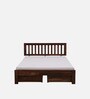 Buren Sheesham Wood Queen Size Bed In Provincial Teak Finish With Drawer Storage