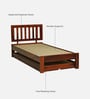 Buren Sheesham Wood Single Bed In Honey Oak  Finish With Trundle