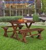 Burgdorf Six Seater Picnic Table Set in Provincial Teak Finish on Rent