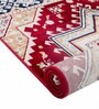 Burgundy & Beige Traditional Polyester 3 x 5 Feet Machine Made Carpet
