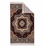Burgundy & Beige Traditional Polyester 6 x 9 Feet Machine Made Carpet