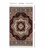 Burgundy & Beige Traditional Polyester 6 x 9 Feet Machine Made Carpet