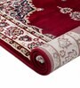 Burgundy & Cream Traditional Polyester 4 x 6 Feet Machine Made Carpet