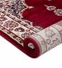 Burgundy & Cream Traditional Polyester 6 x 9 Feet Machine Made Carpet