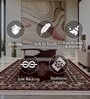 Burgundy & Cream Traditional Polyester 6 x 9 Feet Machine Made Carpet