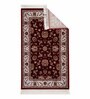 Burgundy & Cream Traditional Polyester 6 x 9 Feet Machine Made Carpet
