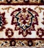 Burgundy & Cream Traditional Polyester 6 x 9 Feet Machine Made Carpet