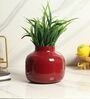 Burgundy Metal Flower Pot