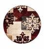 Burgundy Polypropylene Vintage Machine Made Round Carpet
