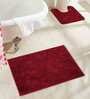 Burgundy Solid Cotton AntiSkid Bathmat & Contour Mat