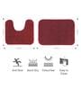 Burgundy Solid Polyester 28x20 Inches AntiSkid 1 Bathmat & 1 Contour Mat