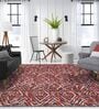 Burn Red Geometric Polyester 5 ft x 7 ft Machine Made Carpet