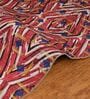 Burn Red Geometric Polyester 5 ft x 7 ft Machine Made Carpet