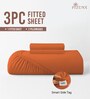 Burnt Orange Solid 400 TC Cotton Queen Sized Fitted sheet with 2 Pillow Covers