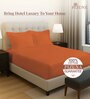 Burnt Orange Solid 400 TC Cotton Queen Sized Fitted sheet with 2 Pillow Covers