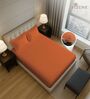 Burnt Orange Solid 400 TC Cotton Queen Sized Fitted sheet with 2 Pillow Covers