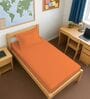 Burnt Orange Solid 400 TC Cotton Single Sized Fitted sheet with 1 Pillow Cover