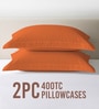 Burnt Orange Solid 400 TC Cotton Standard Sized 2 Pillow Covers