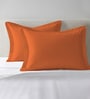 Burnt Orange Solid 400 TC Cotton Standard Sized 2 Pillow Covers