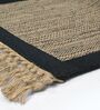 Black Burwan Cotton Jute Woven Strong 4X6 Ft Carpet With Fringe