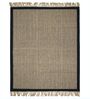 Black Burwan Cotton Jute Woven Strong 6X9 Ft Carpet With Fringe