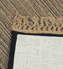 Black Burwan Cotton Jute Woven Strong 6X9 Ft Carpet With Fringe