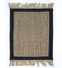 Black Burwan Cotton Jute Woven Strong 3X5 Ft Carpet With Fringe
