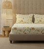 Buttercream Floral 200 TC Cotton Double Bedsheet with 2 Pillow Covers