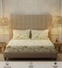 Buttercream Floral 200 TC Cotton Double Bedsheet with 2 Pillow Covers