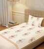 Buttercream Floral 200 TC Cotton Single Bedsheet with 1 Pillow Cover