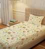 Buttercream Floral 200 TC Cotton Single Bedsheet with 1 Pillow Cover