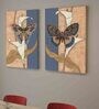 Butterfly Multicolour Engineered Wood (Set of 2) Art Panelss