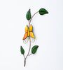 Butterfly On Leaf Multicolour Handmade Metal Wall Art