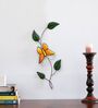 Butterfly On Leaf Multicolour Handmade Metal Wall Art