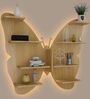 Butterfly Shape Backlit Designer Wooden Wall Shelf