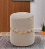 Buxom Velvet Pouffe In Beige Colour