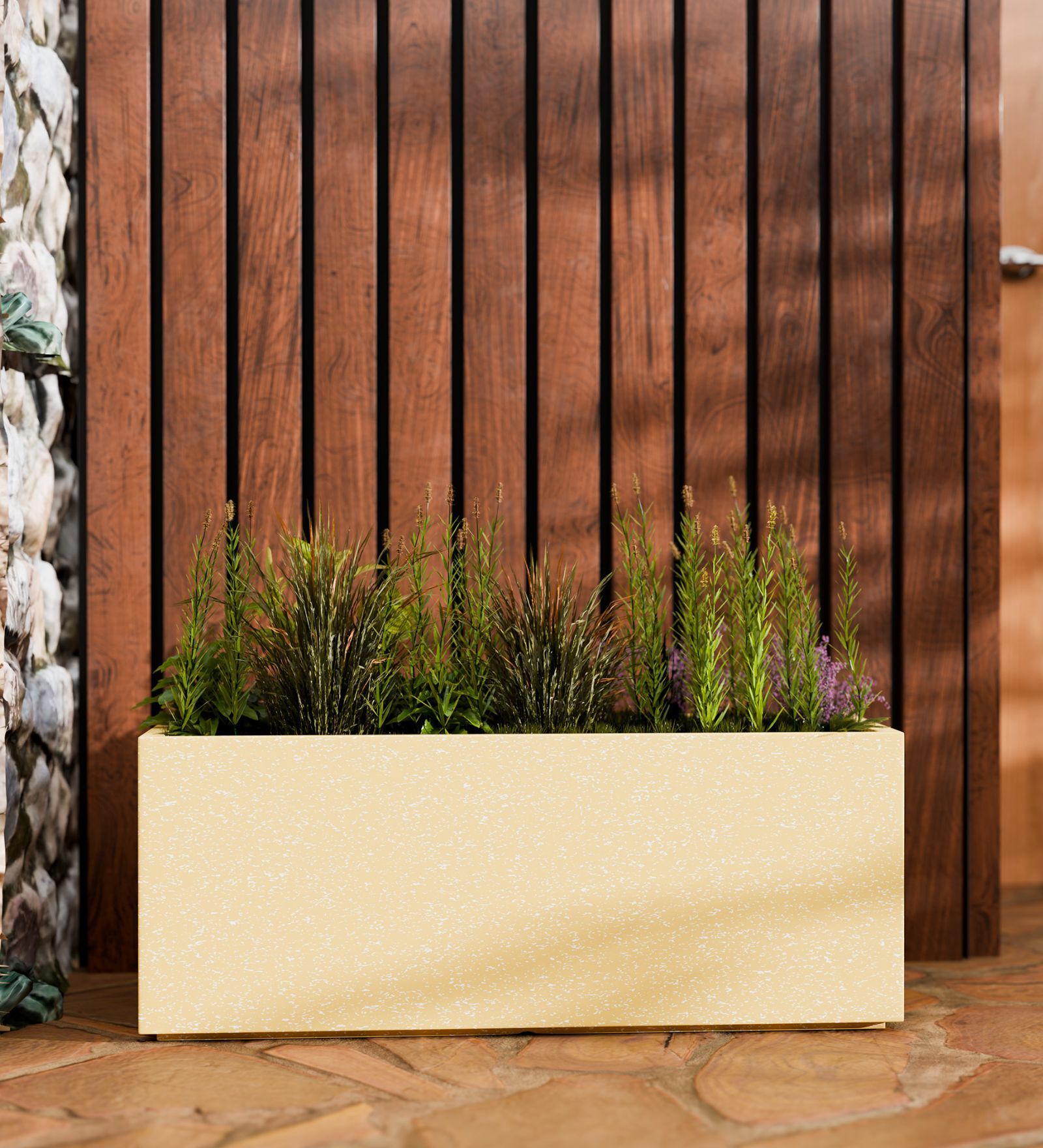 BXT Beige 36 Inch German Polymer Rectangular Plant Container
