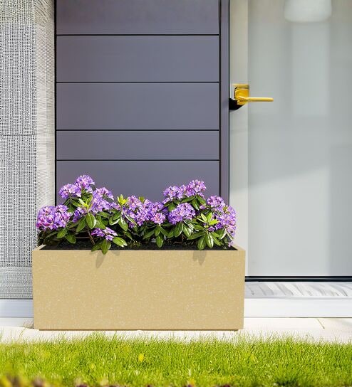BXT Beige 21 Inch German Polymer Rectangular Plant Container