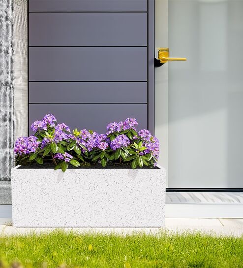 BXT Marble White 21 Inch German Polymer Rectangular Plant Container