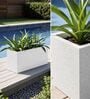 BXT Marble White 24 Inch German Polymer Rectangular Plant Container