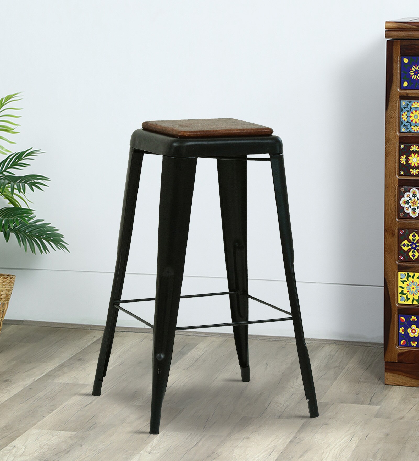 Byron Metal Bar Stool In Black Colour