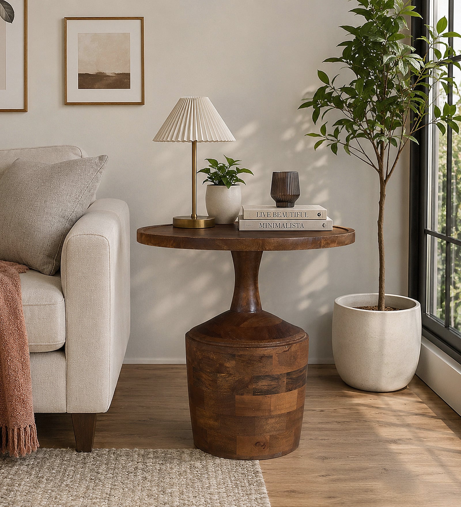 Byron Solid Wood End Table In Tubbaq Finish